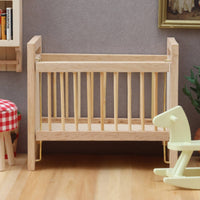 Wooden Dollhouse Baby Bed Realistic Intricate Design for Miniature Scene
