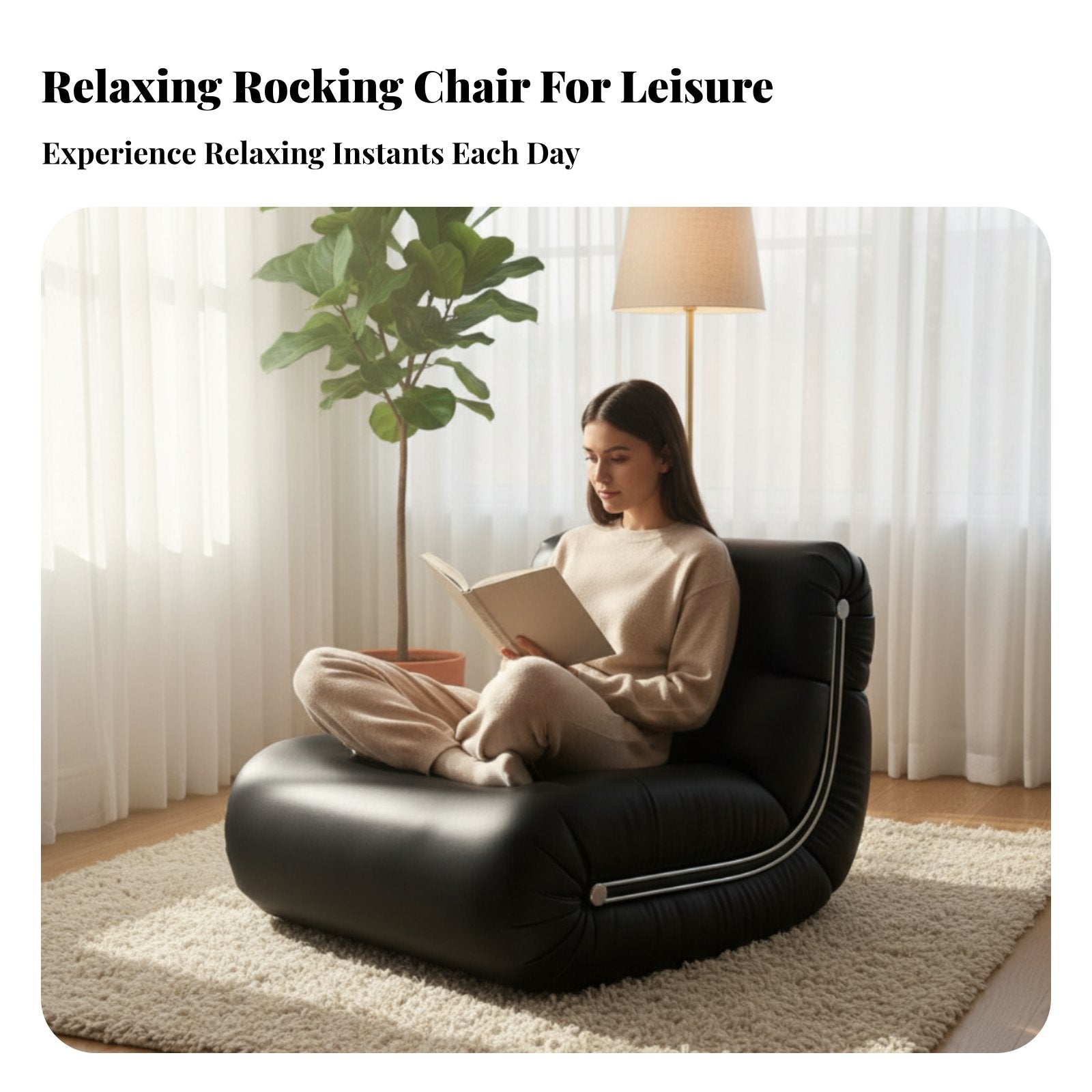 Modernist design Upholstered Rocking Armchair Nordic Inspired Upholstered Rocking Chair Small Space suitable for Home Furniture Ergonomic Comfort for Apartment Dwellers, Design aficionados, Living Room, perusing corner, Bedroom, Nursery