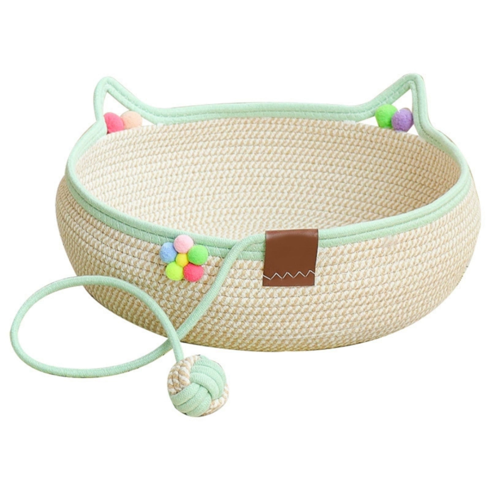 Round Woven Kitten Bed Scratch-Resistant Braided Rope Kitten Bed Scratchable