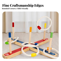 Wooden Tossing Rings Game Coordination Fun Wooden Peg Toss Game for Children
