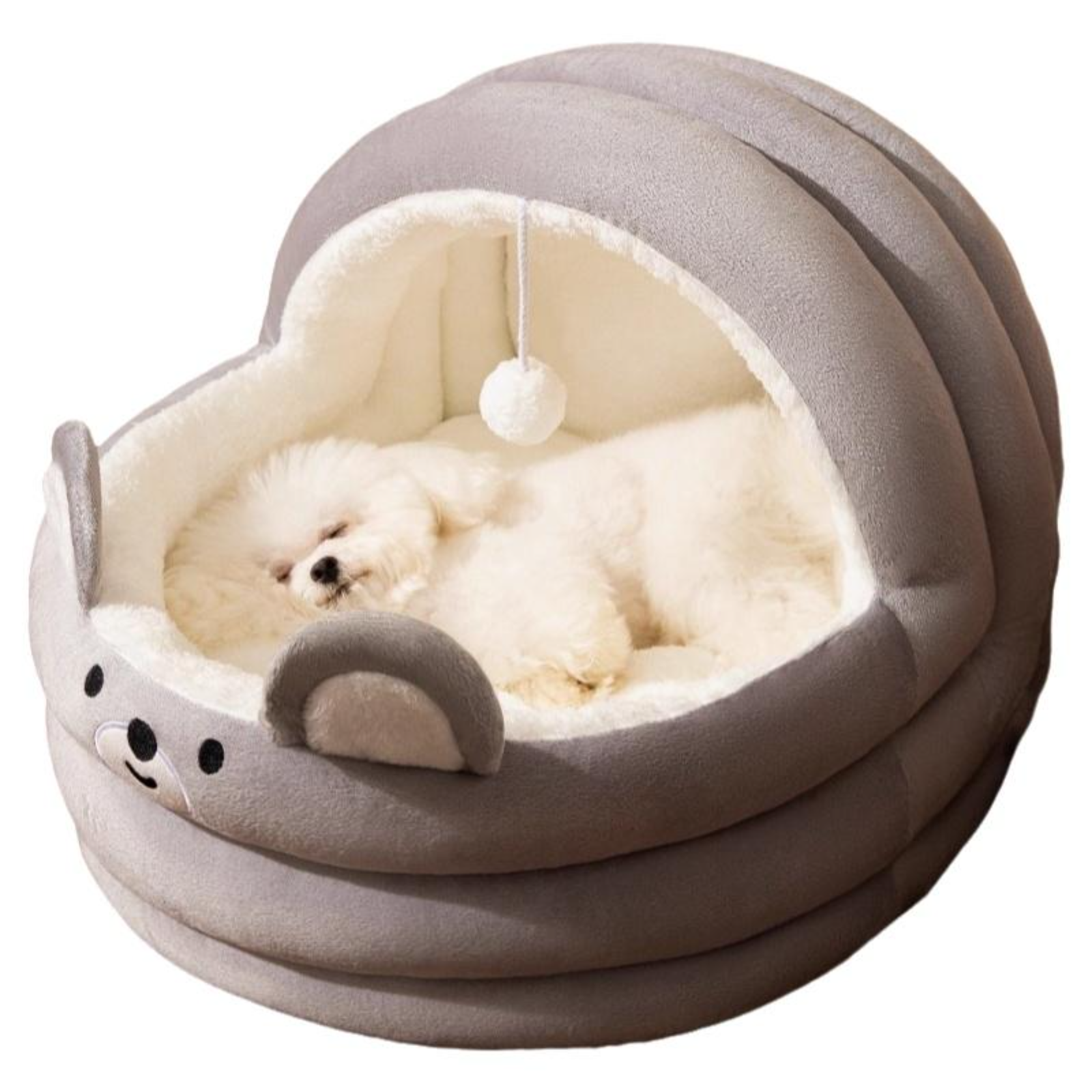 Semi-Enclosed Plush Dog Bed, Removable Cover, Easy Clean