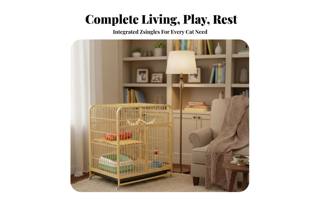 Spacious Design Multi-Level Feline Condo Easy to Clean Multi-Level Feline Playpen Sturdy Construction Pet Enclosure Secure Locking System for Indoor, Indoors, Living Room, Apartment