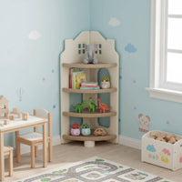 Bookcase Multi-Layer Kids Bookcase Front-Facing Shelves House-Shaped Storage Shelf for Playroom, Nursery, Classroom