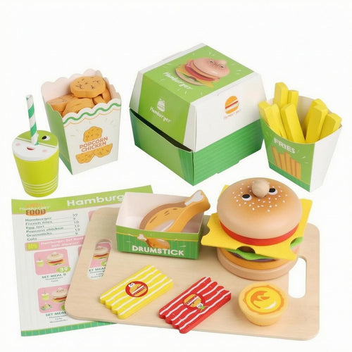 Wooden Burger Toy Stackable Wooden Hamburger Toy Smooth Edges for Early Learning