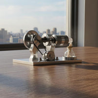 Heat-Cycle Engine Model Finned Metal Heat-Cycle Engine Glass Burner Desktop Mechanical Demonstration for Physics Students