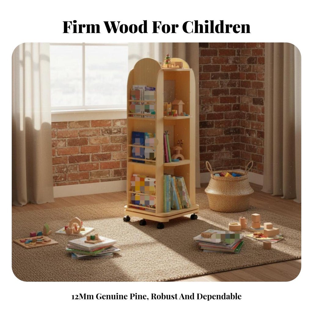 Mobile Rotating Book Rotating Book standDegree Rotation children's Book Storage Unit Space-Saving Double-Sided Reach