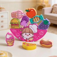 Food Themed Stacking Toy Educational Wooden Food Balance Game Builds Patience