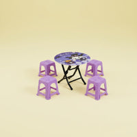 Miniature Folding Table and Chair Set Realistic Design for Playroom