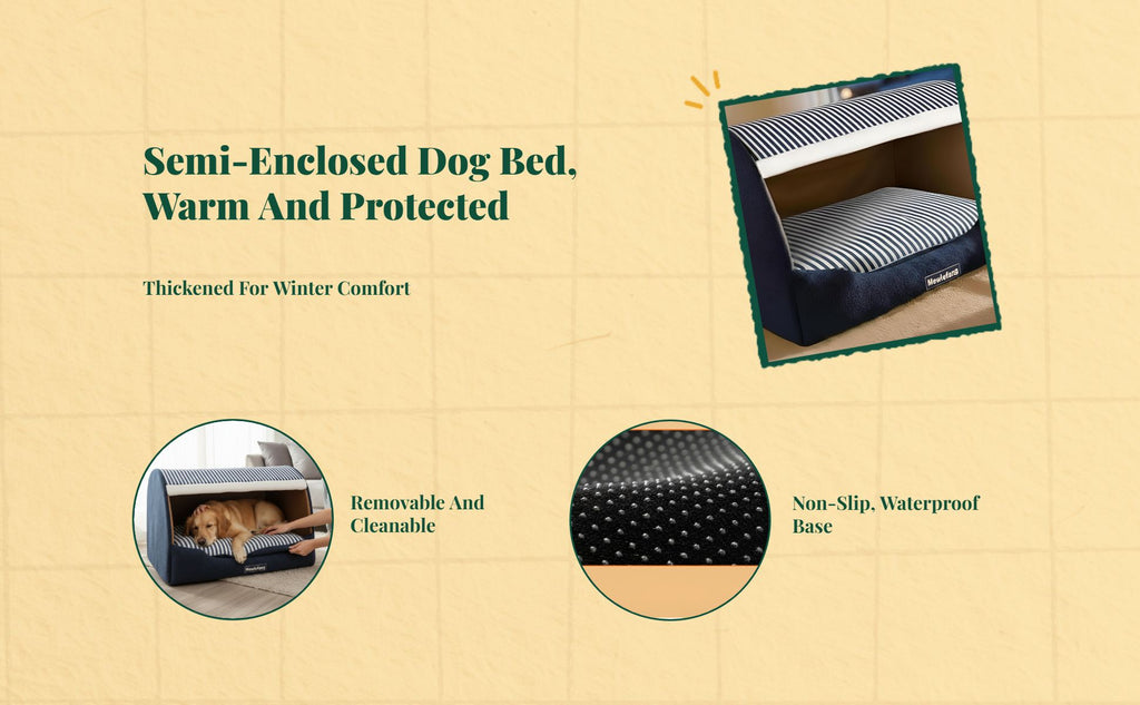 Insulated Indoor Dog House Bed, Removable, Non-Slip Den