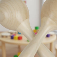2 Pieces Wooden Maraca Educational Wooden Shaker Clear Shaking Clear-Sound Maracas Maraca Set for Young Children, Kindergarten, Interactive Play
