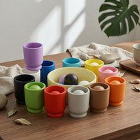 Ball and Cup Color Sorter Hand-Eye Coordination Educational Color Matching Set Early Learning Ball in Cup Toy for Young Children, Preschoolers