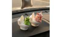 Sitting on Toilet Figurine Funny Desktop Novelty Ornament Solid-Looking for Car