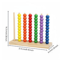 Rainbow Bead Counter Educational Wooden Bead Stacking Toy Fine Motor Skill Development Color Sorting Stacking Rings for Young Children, Playroom