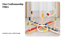 Wooden Tossing Rings Game Coordination Fun Wooden Peg Toss Game for Children