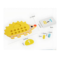 Number Frame Math Toy Montessori Hedgehog Counting Board Safe Wood for Preschool