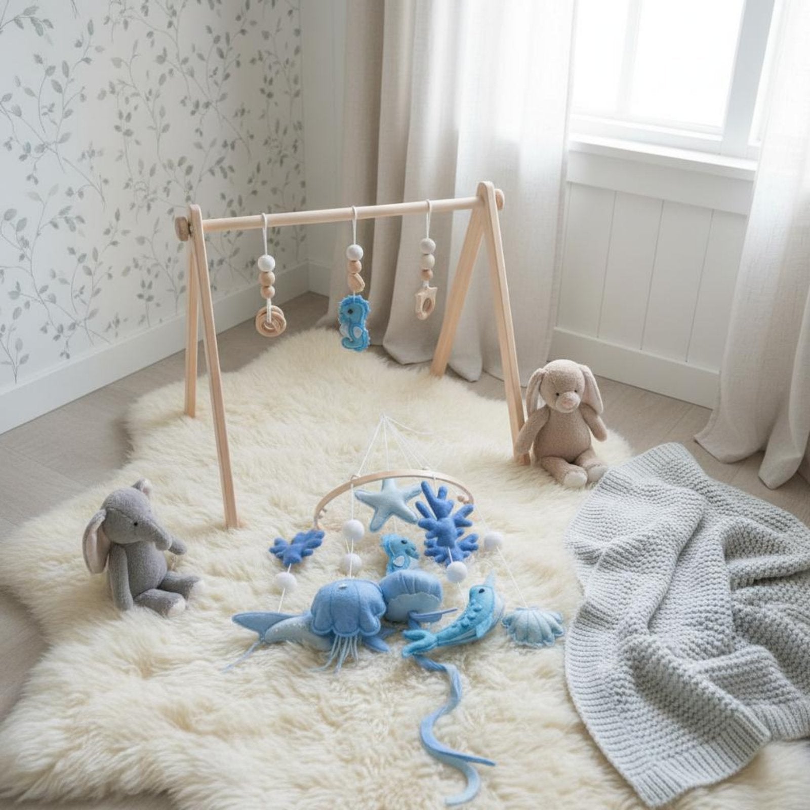 Baby Crib Mobile Gentle Sound Textile Creature Mobile Sustainable Material