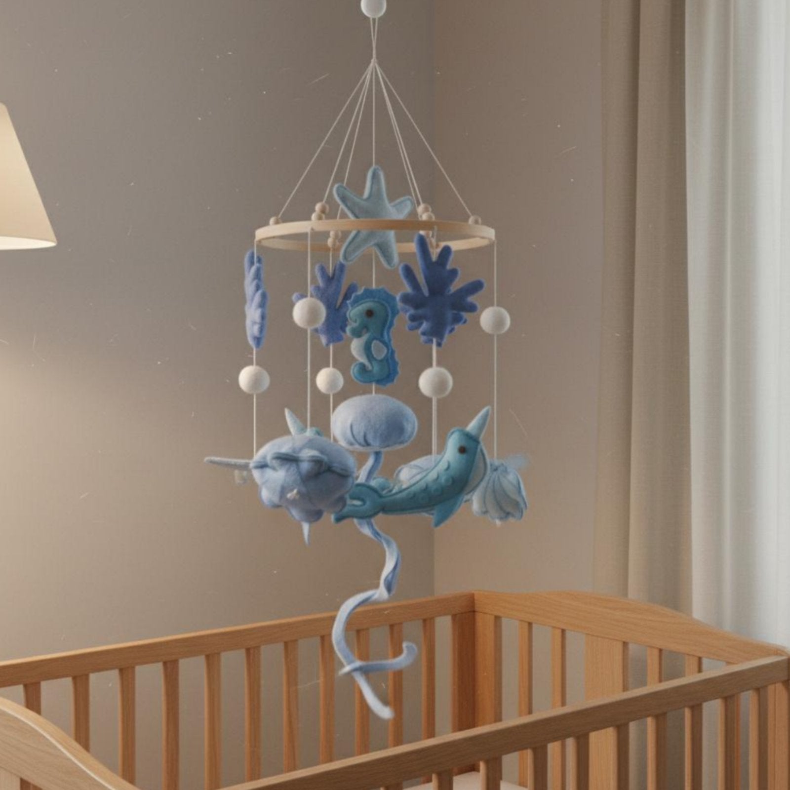 Baby Crib Mobile Gentle Sound Textile Creature Mobile Sustainable Material