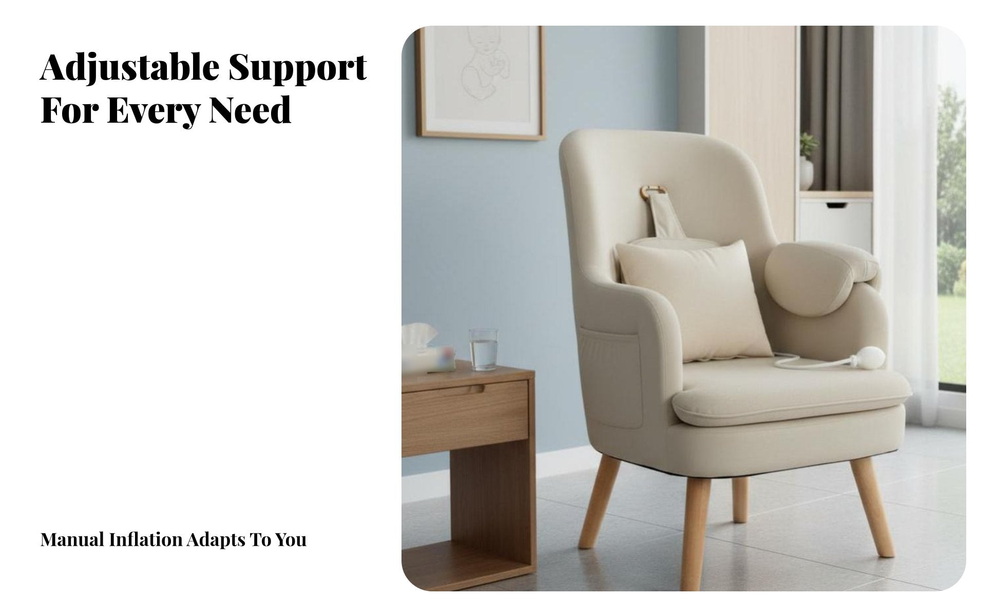 Electric Nursing Chair with Footrest High-Spine Design Maternity Armchair Adjustable Support Sturdy Wood Base for Bedroom
