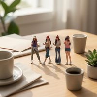 4 Pieces 1:64 Resin Figure Set Small Group Display Model