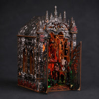 Dark castles Miniature House Detailed Design Gothic Bookshelf Insert Cut Pieces Craft Toy for Bookshelf