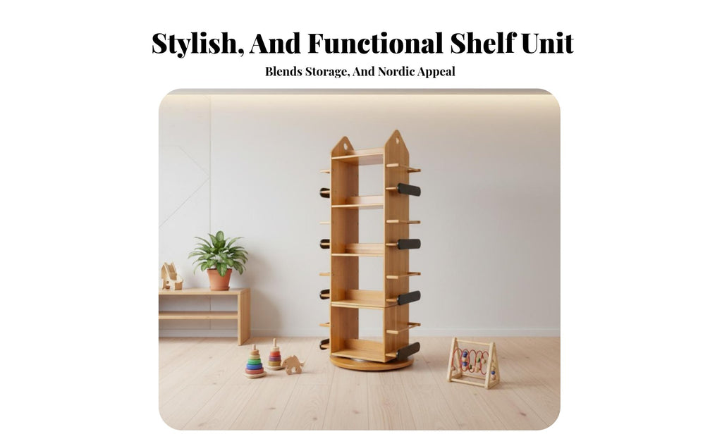 360-Degree Rotation Rotating Book Tower Multitier Design children's Furniture Floor-Standing book tower Space-Saving for Toddlers, Early Readers, Nursery, Kindergarten, Playroom, Bedroom
