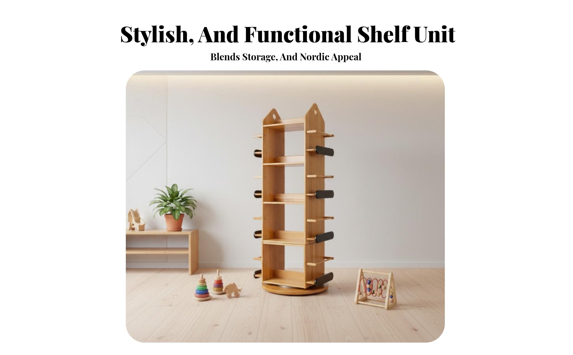 360-Degree Rotation Rotating Book Tower Multitier Design children's Furniture Floor-Standing book tower Space-Saving for Toddlers, Early Readers, Nursery, Kindergarten, Playroom, Bedroom