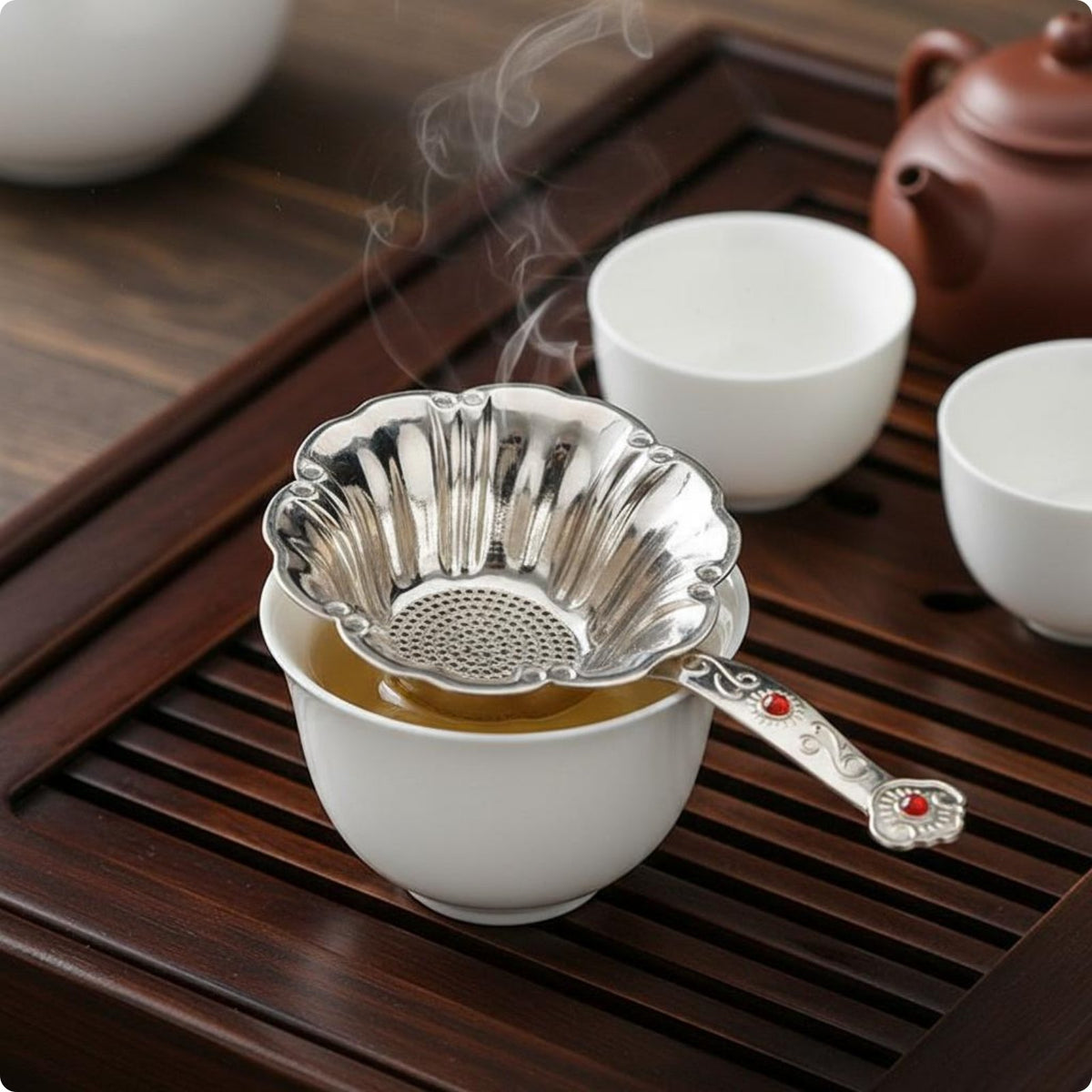 Alloy Tea Sieve Decorative Pattern Kitchenware Easy to Clean