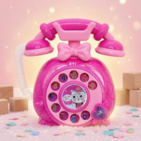 Retro Toy Telephone Coiled Cord Rotary-Style Toy Phone Pretend Play Telephone Heart Detail Motor Skills for Children