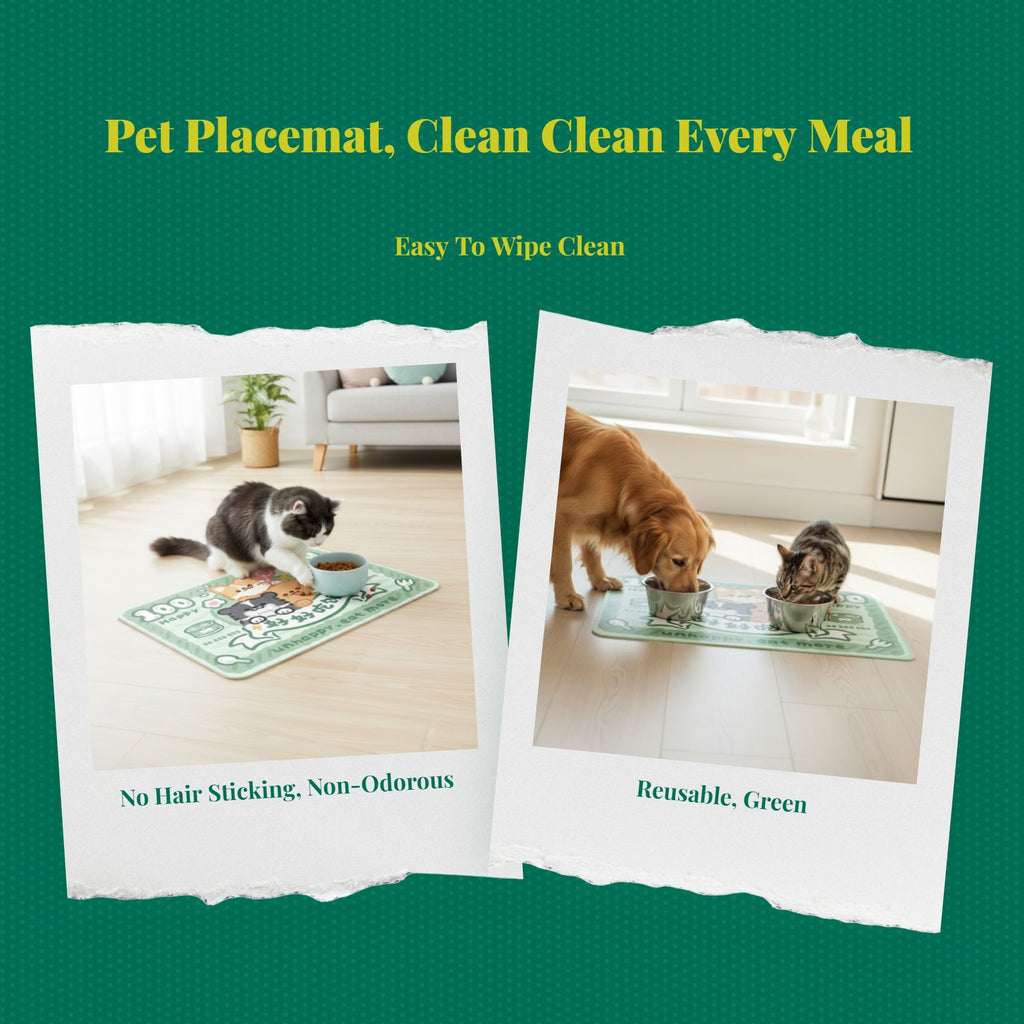 Pet Feeding Mat, Waterproof Cat Placemat, Non-Slip Dog Table Mat, Easy to Clean, Cartoon Print