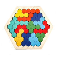 Interlocking Hexagon Puzzle Flat Hexagonal Wooden Puzzle Blister Pack