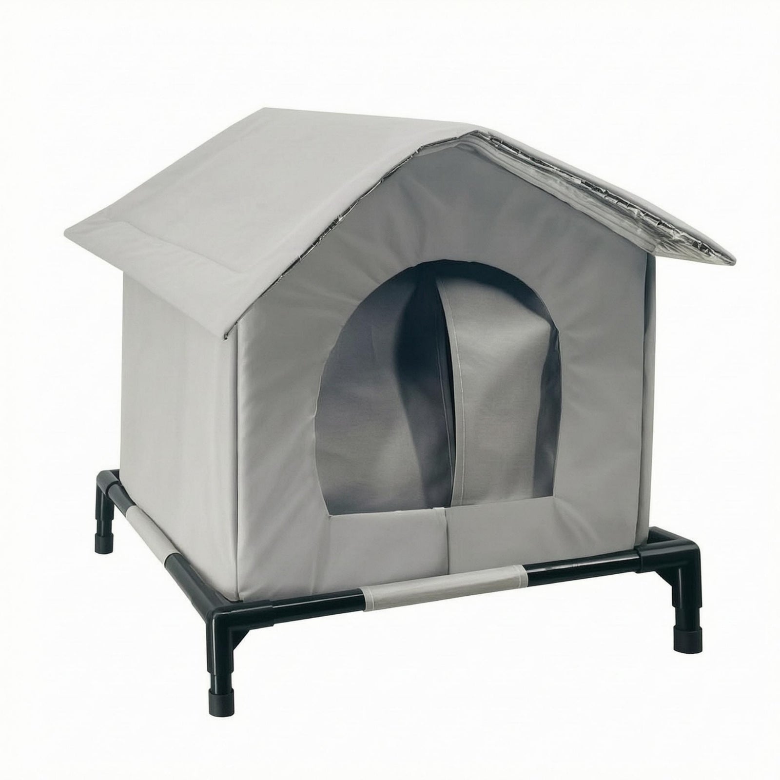 Outdoor Cat Shelter Cylindrical Frame Sloped Roof Cat House