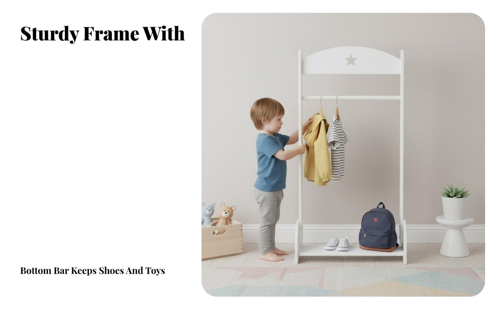 Nordic Aesthetic Star-Themed Coat Rack Child-Friendly Height Stand-Altwo-in-Singlestanding Clothes Hanger Sturdy Construction childs' Furniture Rounded Edges for Toddlers, Parents, Boutique, Nursery, Playroom, Entryway