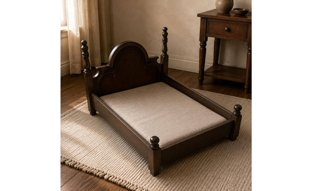 Solid Wooden Cat Luxury Bed Look Solid Wood Dog Bed Double-Sided Cushion Animal Furniture for Dogs