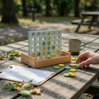 Wooden Connect Four Game Educational Board Activities Portable Box Set