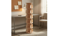 Wooden Rotating Bookshelf Floor Standing Bookcase Unit Cylindrical Furniture Storage