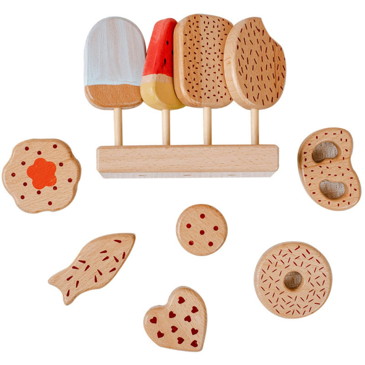 Fine Motor Skills Wooden Pastry Toy Wooden Ice Cream Toy Ice Cream Playset for Children