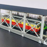 Locomotive Shed Miniature Train Station Paintable for Diorama, Collectors