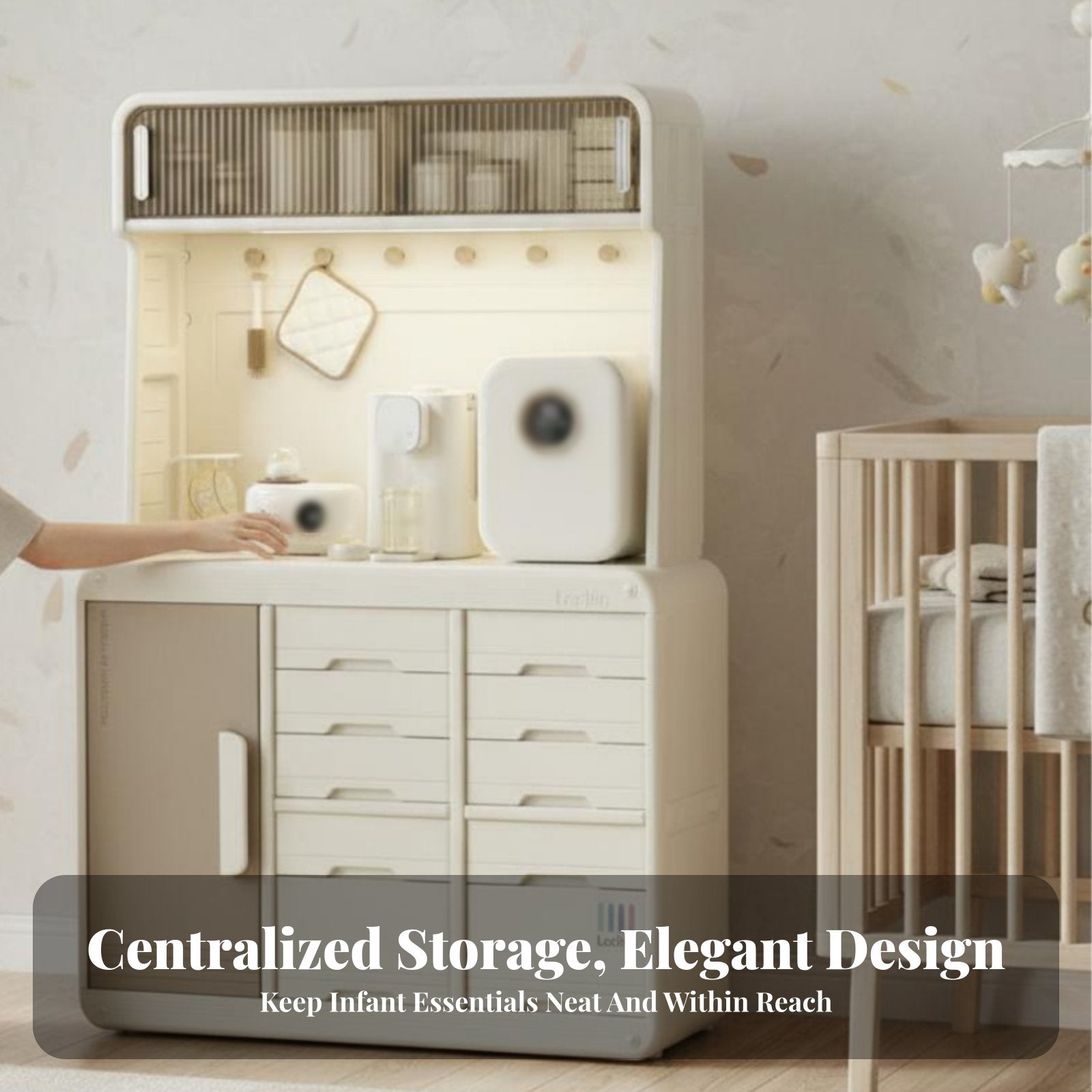 Feeding Station Hutch Large Capacity Baby Organizer Multi-Functional Easy Installation for Bedroom, Closet