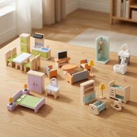 Miniature Wooden Furniture Set Pastel Children'toy Screen-Unrestricted Fun