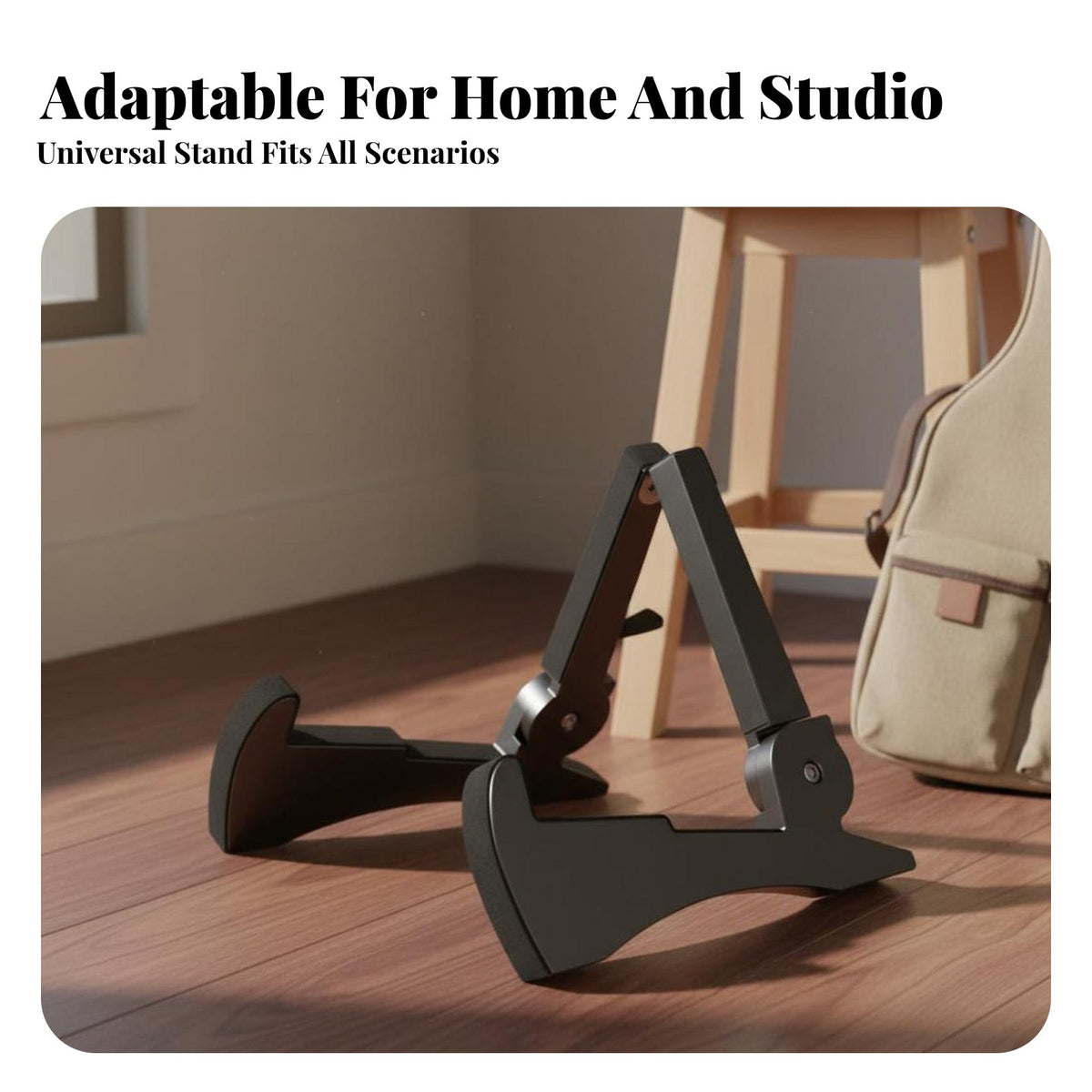 Foldable Guitar Stand Compact Triangular Guitar Stand Non-Slip Feet Portable Instrument Holder for Travel, Studio