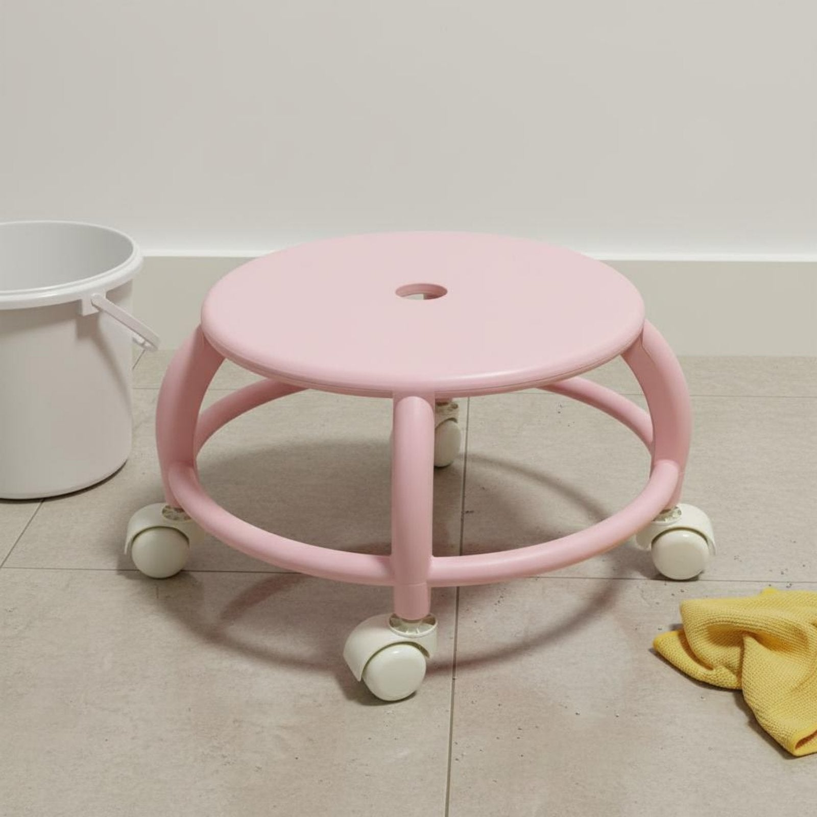 Plastic Wheeled Stool Quiet Wheels Floor Roller Seat for Living Room, Toddlers
