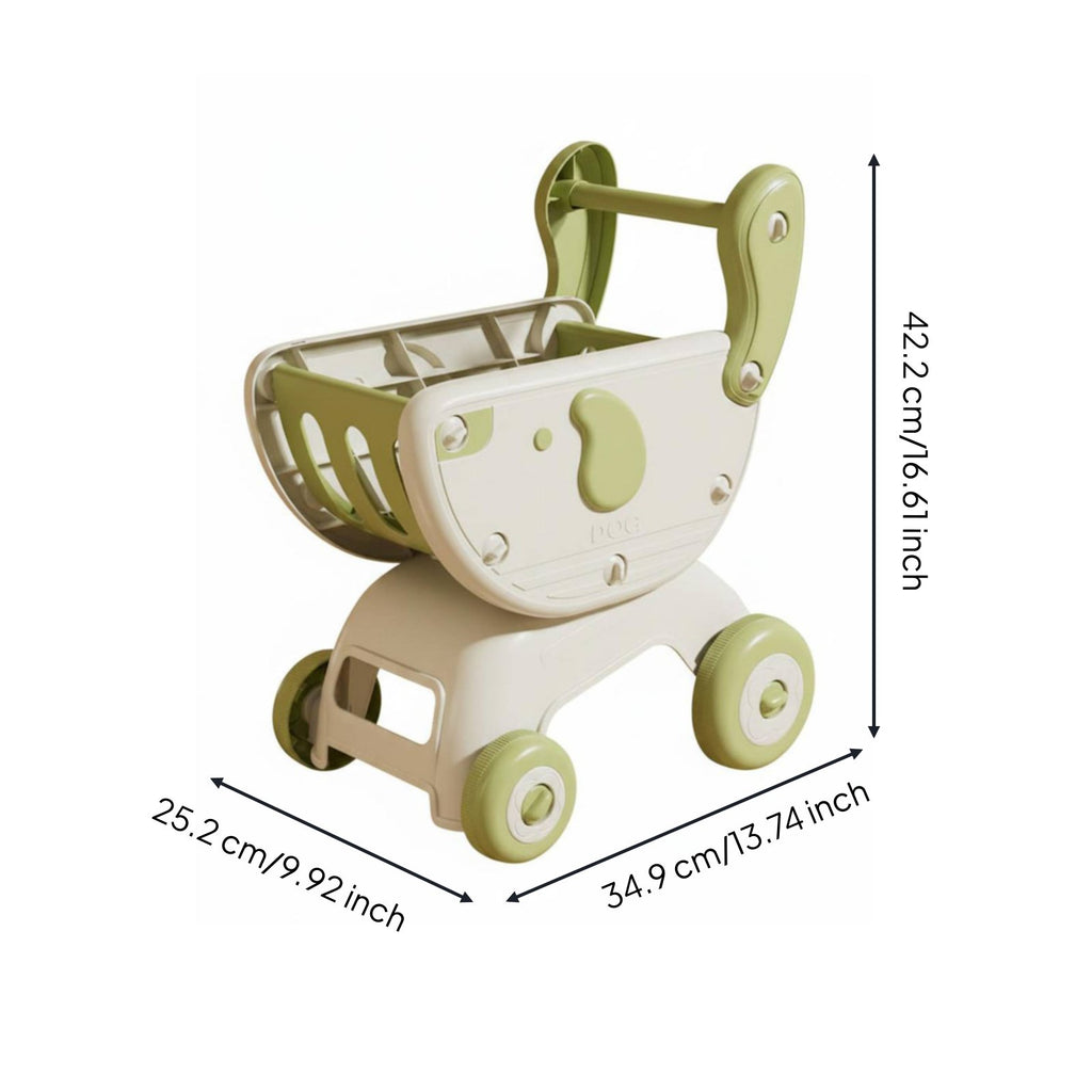 Multi-Functional Baby Stroller Shopping Trolley Anti-Tip Over Kids Grocery Trolley Toy Cute Creature Design for Playroom
