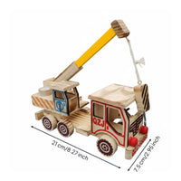 Wooden Crane Truck Decorative Wooden Tow Truck Model Moving Arm for Children