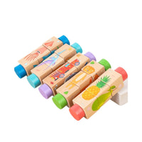 5 Pieces Wooden Rotating Puzzle Multicolor Cylindrical Block Puzzle Imagination