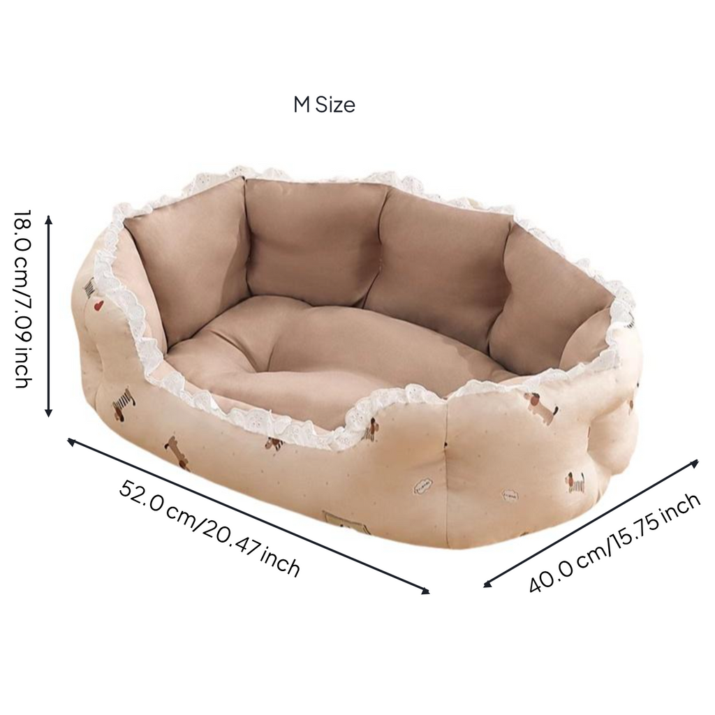 Supportive indoor dog bed for small and medium pets.