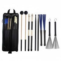5 Pairs Drumstick and Brush Set Large Capacity Drumstick Bag Set Wear-Resistant Percussion Sticks and Brushes Kit for Practice Performances
