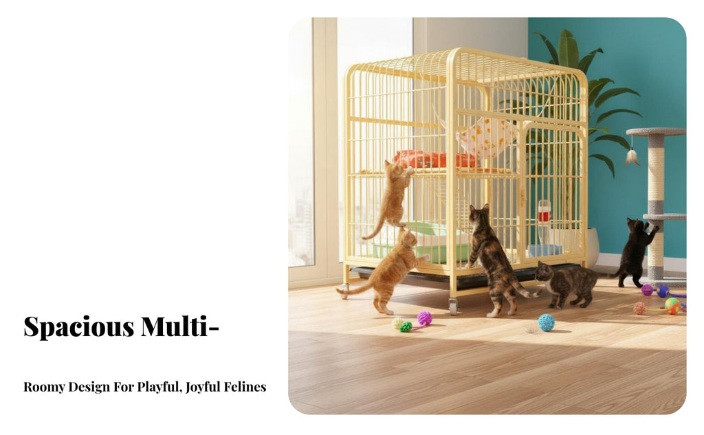 Spacious Design Multi-Level Feline Condo Easy to Clean Multi-Level Feline Playpen Sturdy Construction Pet Enclosure Secure Locking System for Indoor, Indoors, Living Room, Apartment