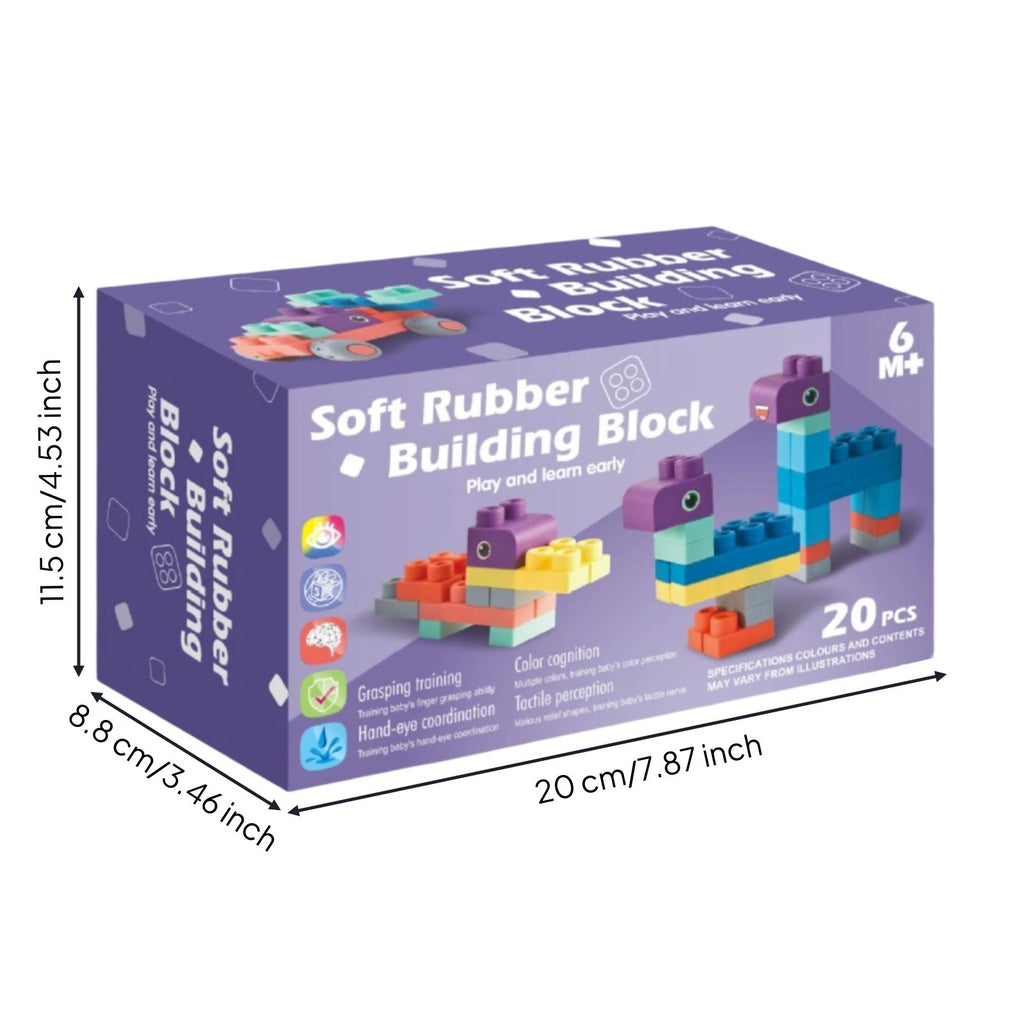 Easy to Clean Soft Building Blocks Bite Safe Soft Blocks Set Early Learning for Babies, Toddlers, Indoor Play