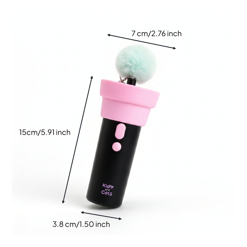Compact Indoor Use Handheld Cat Teaser Interactive Puff Ball Toy for Cats