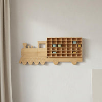 Train-Shaped Wall Shelf Natural Wood Train-Shaped Display Shelf Floating